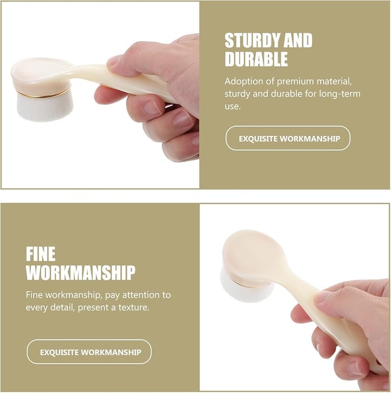 Beige Manual Facial Cleansing Brush Soft Bristles For Deep Pore Cleaning And Gentle Exfoliation - Image 2
